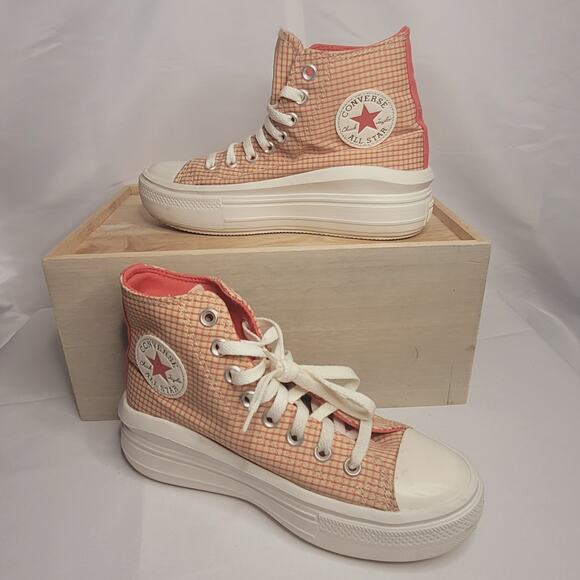 Converse- Chuck Taylor- All Star Move Platform Checkered- Rhubarb Pie- size 7 - Picture 1 of 6